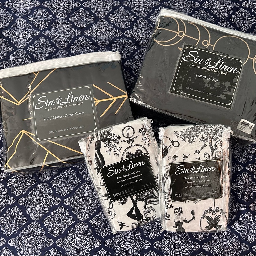 Sin in Linen Moon Phase Duvet Cover and Sheet set NO PILLOW SHAMS